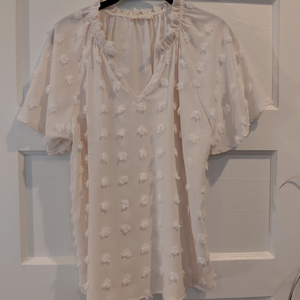 les amis M Cream Textured Women's Blouse